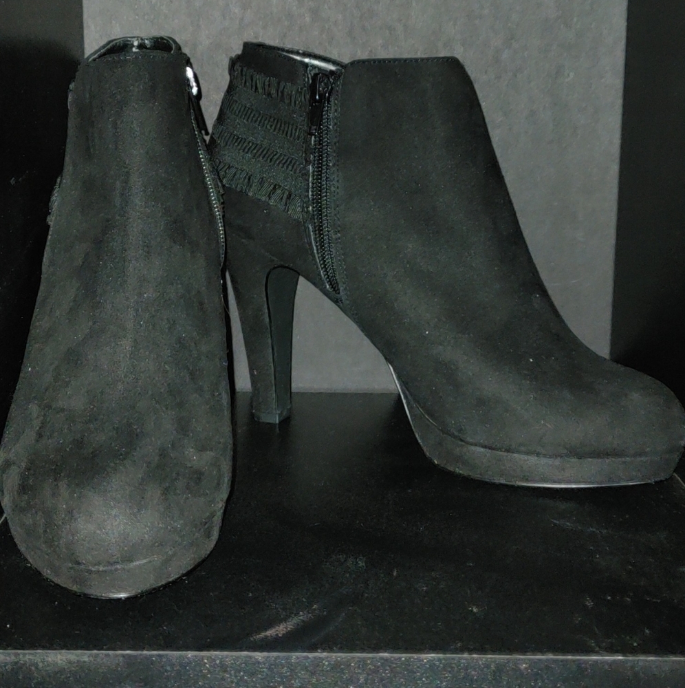Black Suede Booties by Fergie